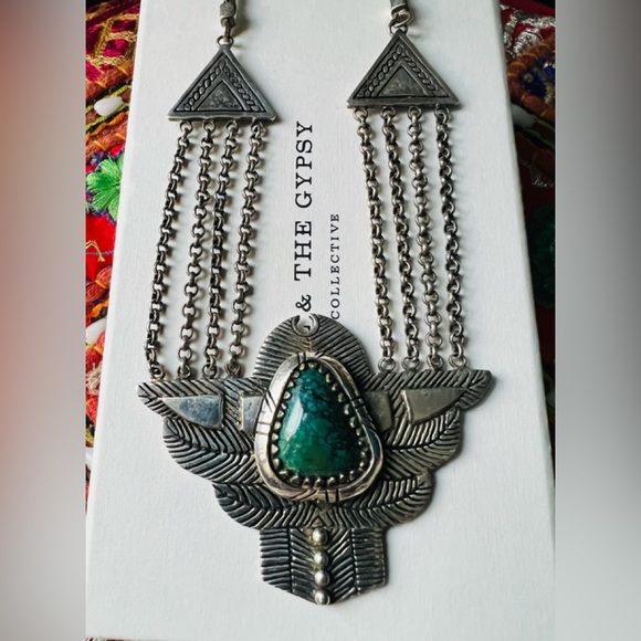 SOLD Spell And The Gypsy Dark Side of the Moon  Necklace Turquoise Stone Silver - Picture 3 of 11